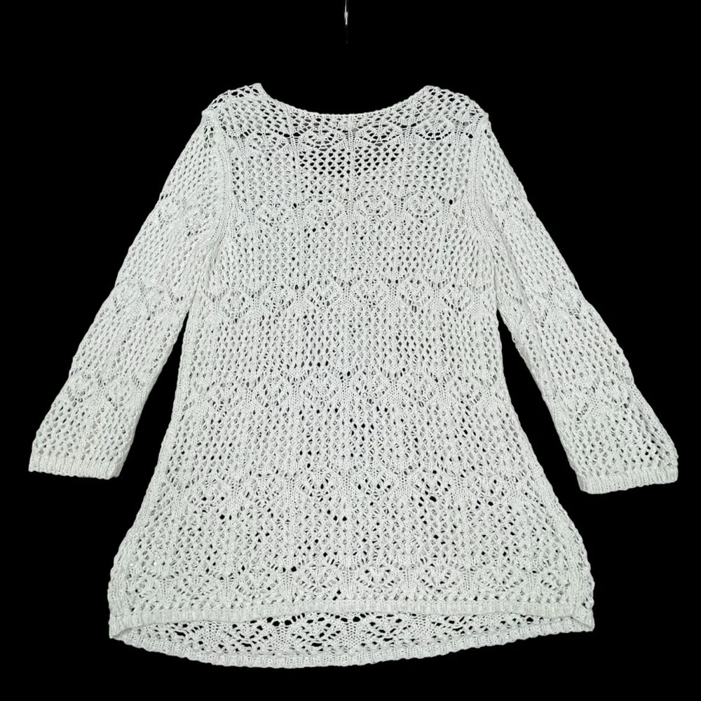 Coldwater Creek Open Knit Feminine Boho Casual Every Day Tunic Top - Sz L/14